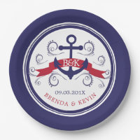 Ancre de bateau nautique bleu marine et rouge avec