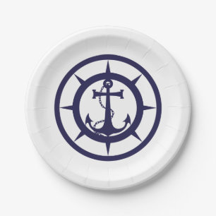 Assiettes En Carton Ancre nautique