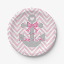 Ancres Away Girl Baby shower Plaques de papier