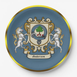 Assiettes En Carton Anderson Clan Badge Bleu Plaque en papier personna