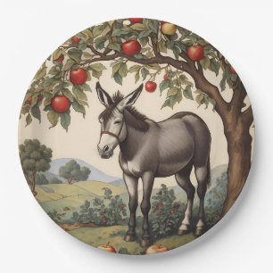 Assiettes En Carton Âne vintage Sous Un Pommier