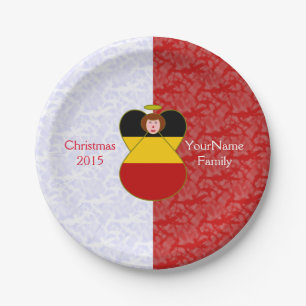 Assiettes En Carton Ange allemand aux cheveux rouges habillé aux coule