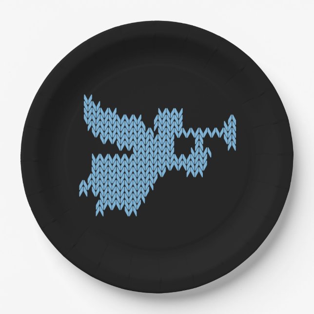 Assiettes En Carton Ange nu Vilain Tricot de Noël Bleu (Devant)