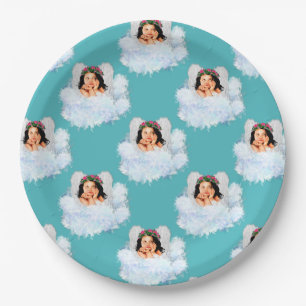Assiettes En Carton Angel dans les nuages 2-Lt Turquoise-PAPIER PLATE