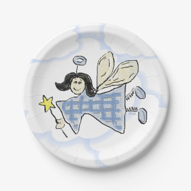Assiettes En Carton Angel/Fée (bleu) (Devant)