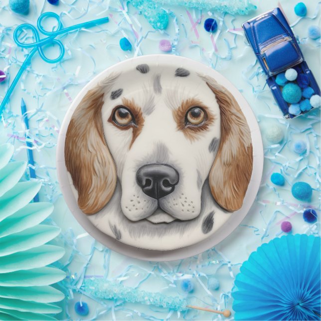 Assiettes En Carton Anglais Setter Dog 3D inspiré (Fête)
