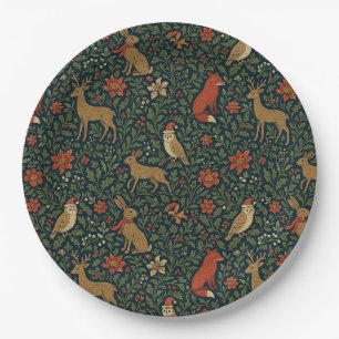 Assiettes En Carton Animal & Botanique de Noël victorien
