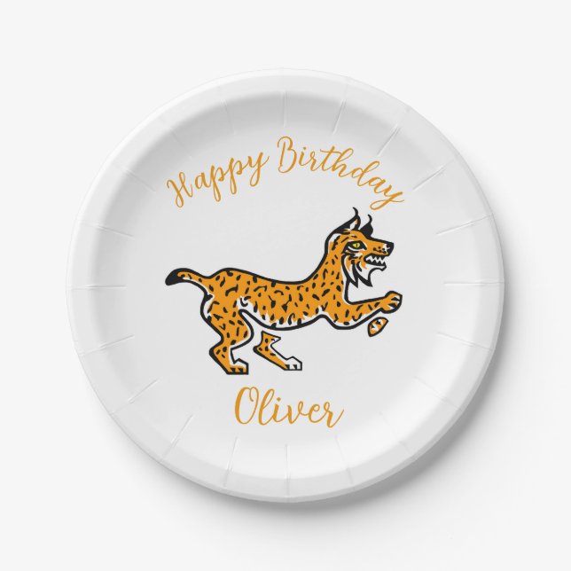 Assiettes En Carton Animal - Cool Ibérique LYNX - Joyeux anniversaire  (Devant)