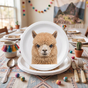 Assiettes En Carton Animal d'alpaga adorable et duveteux