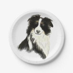 Assiettes En Carton Animal de compagnie de chien de border collie