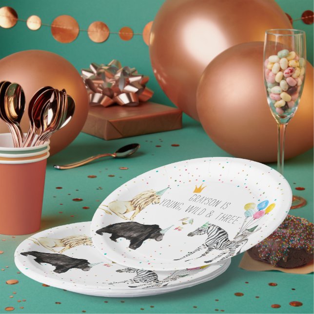 Assiettes En Carton Animal de fête simple moderne aquarelle (Multi)