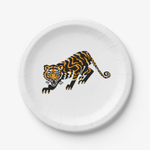 Assiettes En Carton Animal de fête ! TIGER sauvage - Plaque papier Amo