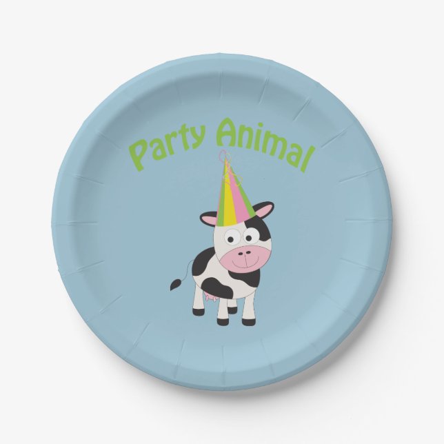 Assiettes En Carton Animal de fête ! Vache (Devant)