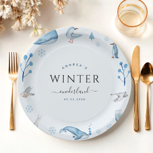 Assiettes En Carton Animaux arctiques Blue Winter Onederland 1er anniv