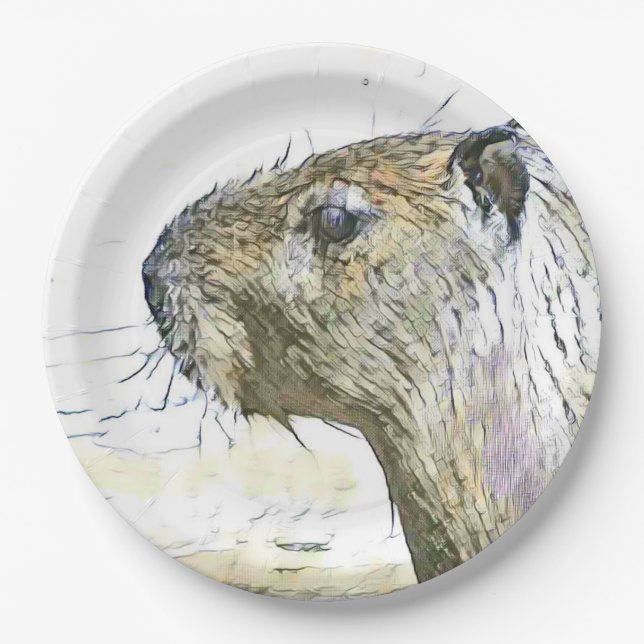 Assiettes En Carton animaux changés fascinants - Capybara (Devant)