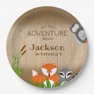 Assiettes En Carton Animaux d'aventure en forêt Fête d'anniversaire