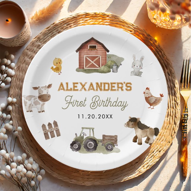 Assiettes En Carton Animaux de ferme 1er anniversaire (Créateur téléchargé)