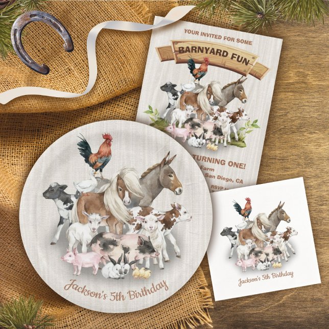 Assiettes En Carton Animaux de ferme Barnyard plaques de papier fête d (Créateur téléchargé)