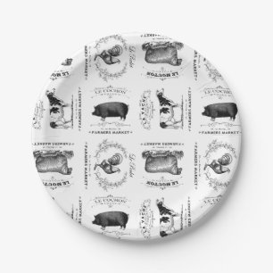 Assiettes En Carton animaux de ferme français vintages modernes