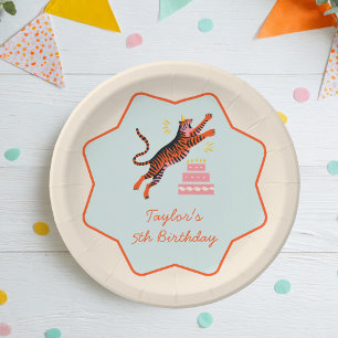 Assiettes En Carton Animaux de Fête Tigre Coloré Anniversaire Enfants