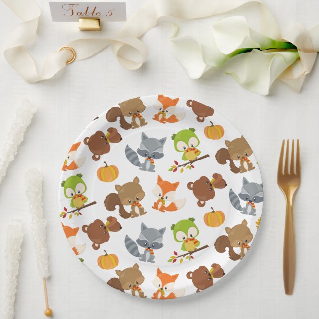 Assiettes En Carton Animaux de forêt, Animaux de forêt, Animaux d'auto (Mariage)