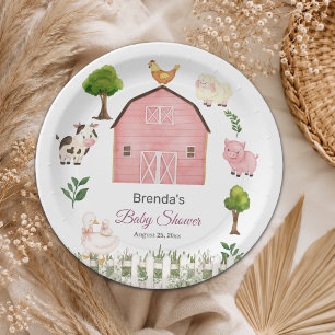 Assiettes En Carton Animaux de la ferme à l'aquarelle Baby Shower de l