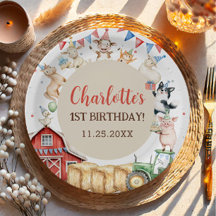 Assiettes En Carton Animaux de la Ferme Cour de Ferme 1er Anniversaire