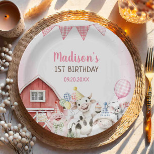Assiettes En Carton Animaux de la Ferme Cour de Ferme 1er Anniversaire