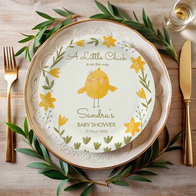 Assiettes En Carton Animaux de la ferme de poulet baby shower lunatiqu (Chicken farm animals whimsical gender neutral spring baby shower personalized paper plates)