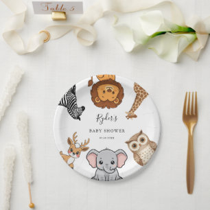 Assiettes En Carton Animaux de la forêt de Woodland Baby Shower