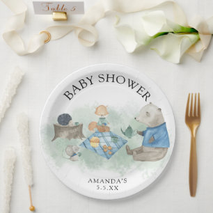 Assiettes En Carton Animaux de la forêt de Woodland - Baby Shower