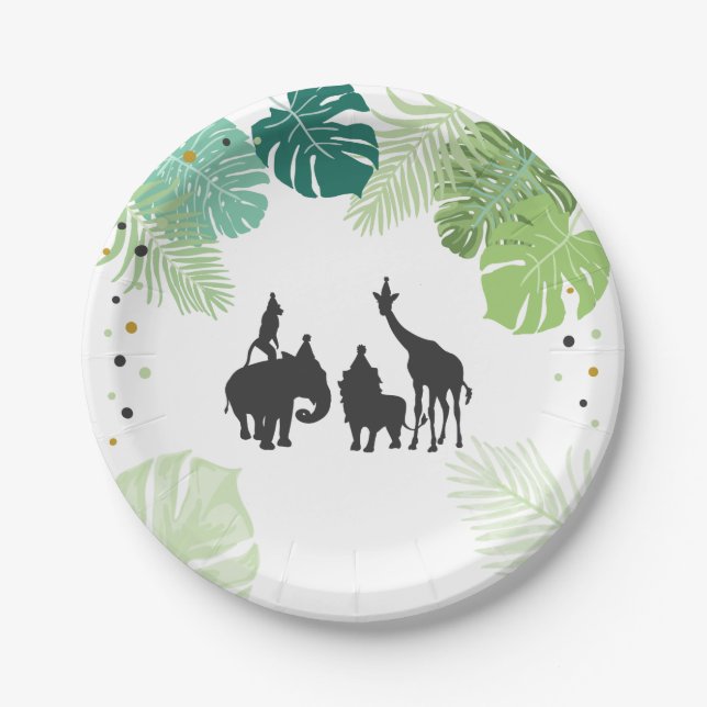 Assiettes En Carton Animaux de la Jungle Anniversaire Papier Plaques S (Devant)