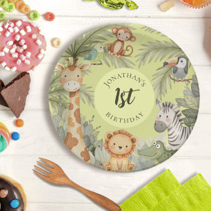 Assiettes En Carton Animaux de la Jungle Plaques de papier fête d'anni