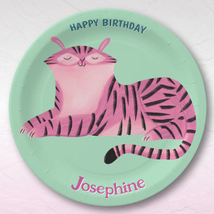 Assiettes En Carton Animaux de safari anniversaire lionne fille