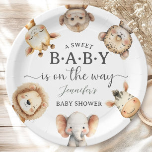 Assiettes En Carton Animaux de Safari Baby Shower Jungle Neutre en Gen