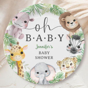 Assiettes En Carton Animaux de Safari Baby Shower Oh Bébé Douce Jungle
