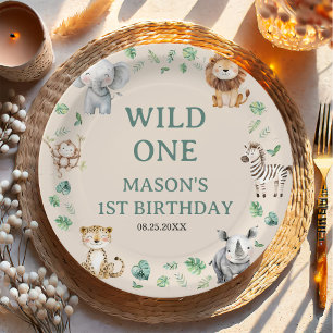 Assiettes En Carton Animaux de safari de la jungle sauvage Anniversair