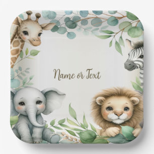 Assiettes En Carton Animaux de Safari de la Jungle Tropicale Feuilles