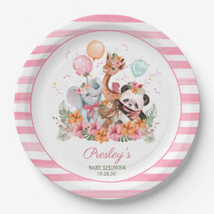 Assiettes En Carton Animaux de safari pour filles