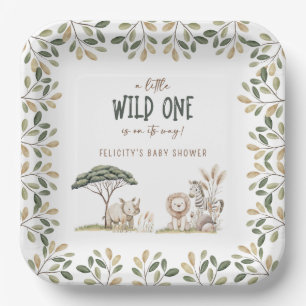 Assiettes En Carton Animaux de safari sauvage Fête de bébé neutre