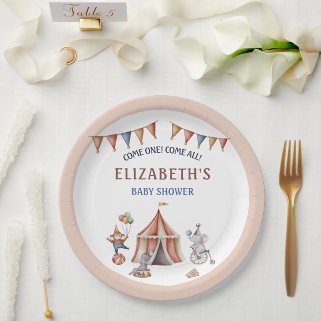 Assiettes En Carton Animaux de Whimsical Circus Baby shower de fête (Mariage)