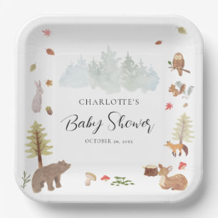 Assiettes En Carton Animaux des bois Baby shower d'automne d'automne