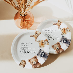 Assiettes En Carton Animaux des bois Baby shower moderne