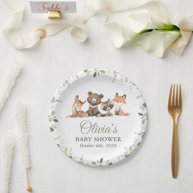 Assiettes En Carton Animaux des bois, Forêt, Un sauvage, Baby shower (Mariage)