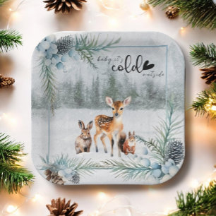 Assiettes En Carton Animaux d'hiver Neige Froid Extérieur Baby Shower