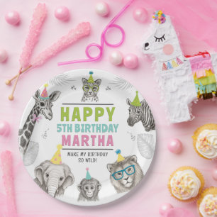 Assiettes En Carton Animaux Fête Animaux sauvages Anniversaire Plaque 