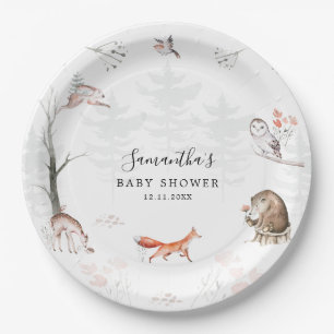Assiettes En Carton Animaux forestiers Baby shower boisé rustique