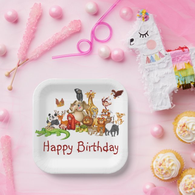 Assiettes En Carton Animaux mignons (Fête)
