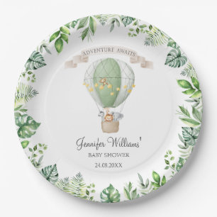 Assiettes En Carton Animaux Safari sur ballon à air chaud bébé garçon