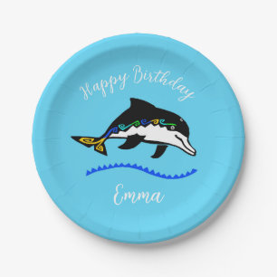 Assiettes En Carton Animaux sauvages - DOLPHIN - Joyeux anniversaire -